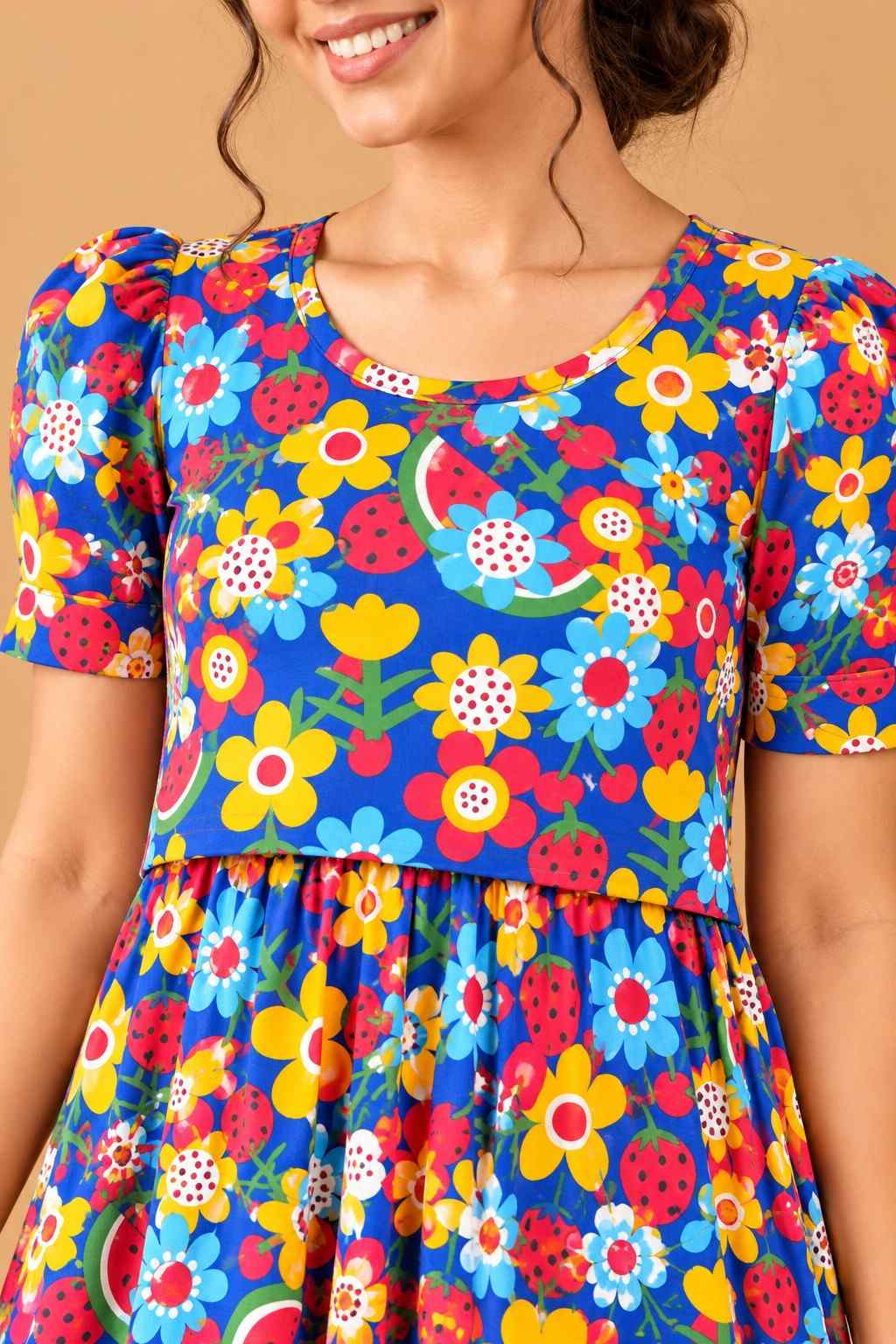 Color Flower Maternity Zipless Maxi.