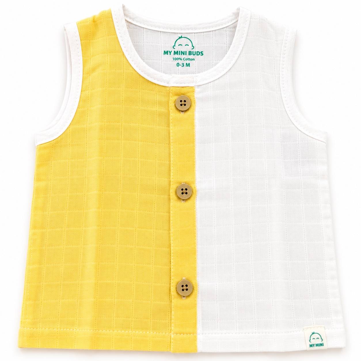 Muslin Button Jabla-Yellow Pannel