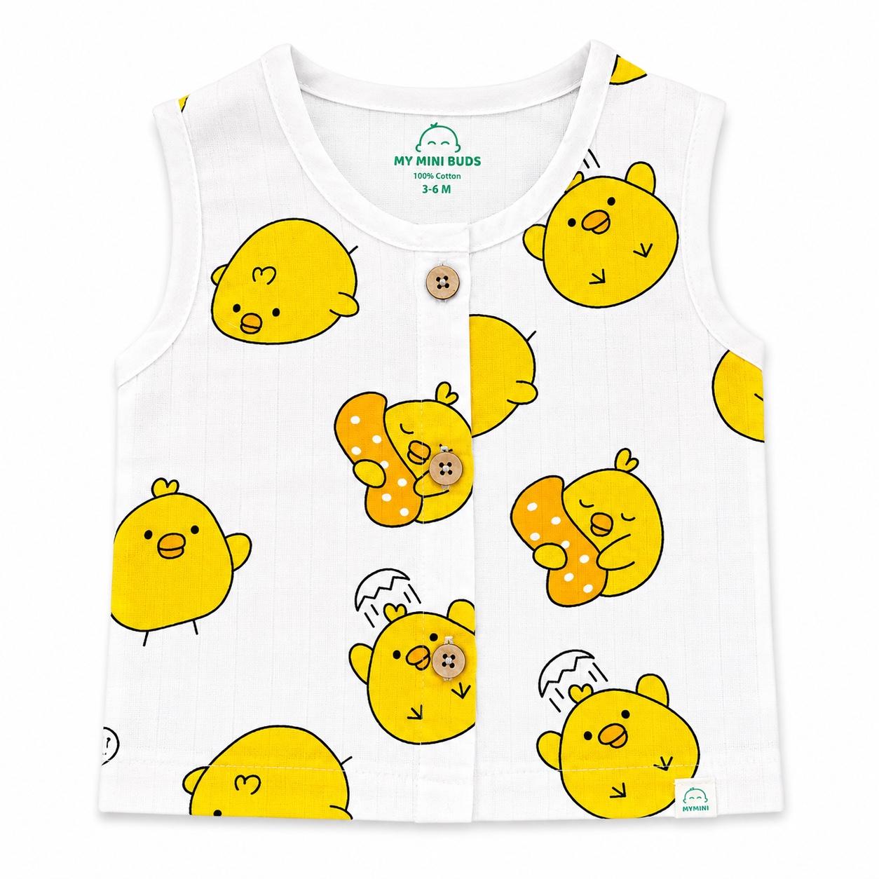 Muslin sleeveless jabla & shorts set- yellow Duck