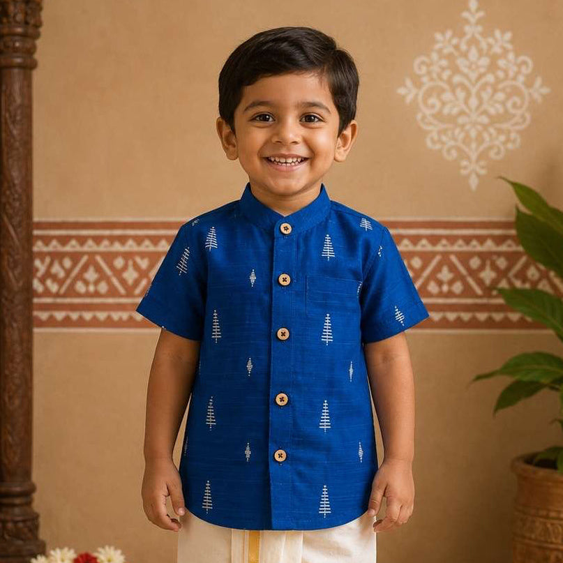 Kids Ethnic Shirt – Ikkat Blue