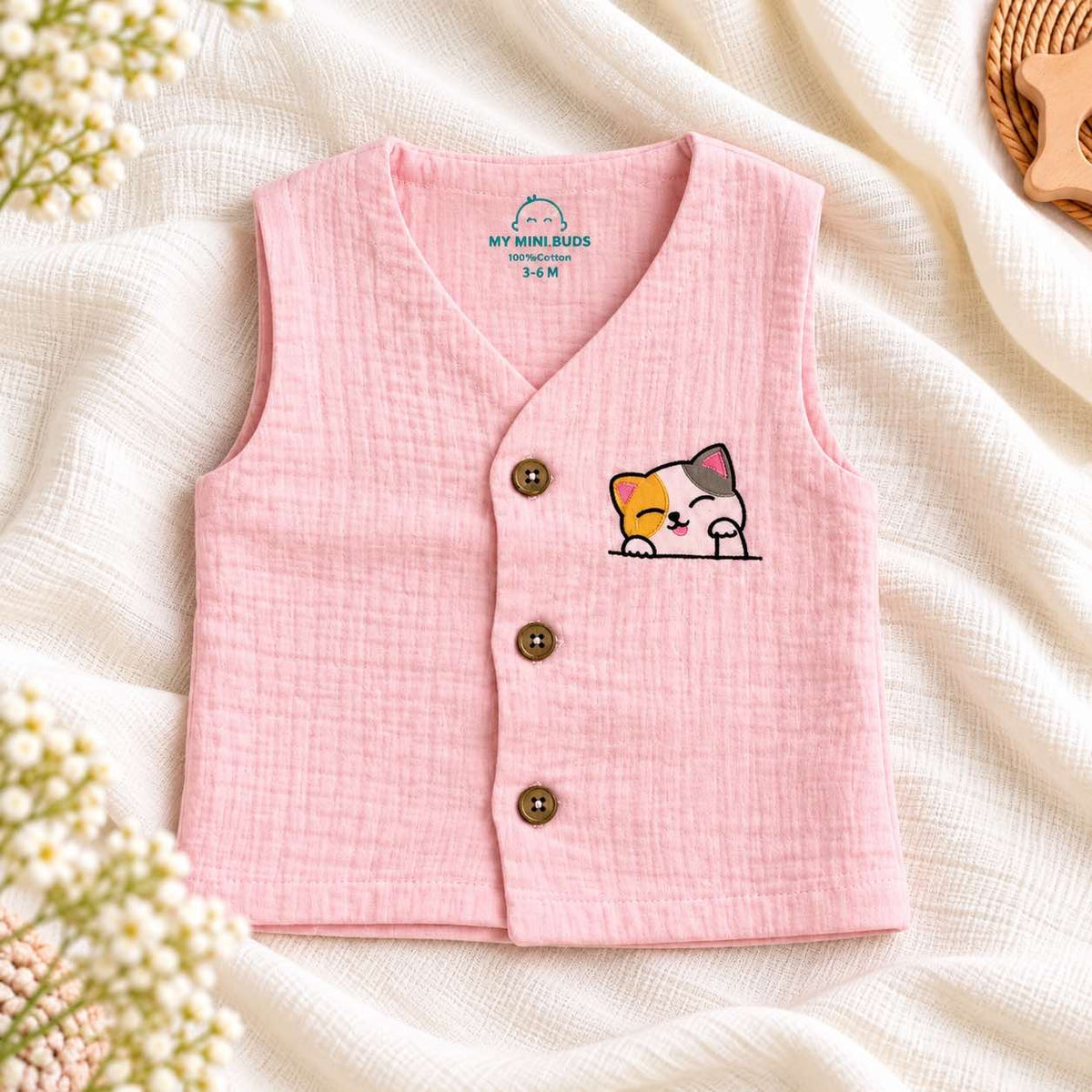 Pink cat vest & short sets