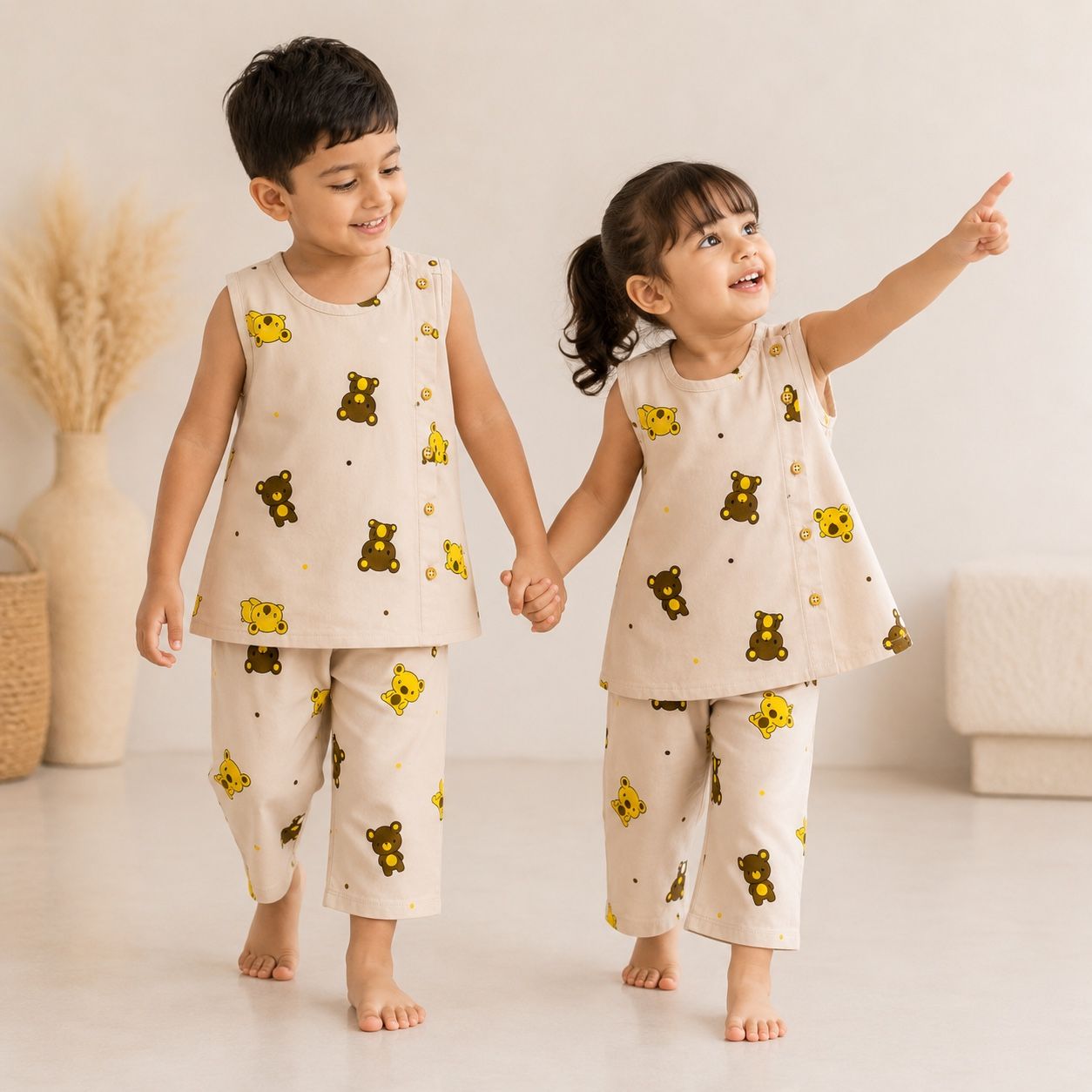 Bear Print -Co-Ord Set-cotton