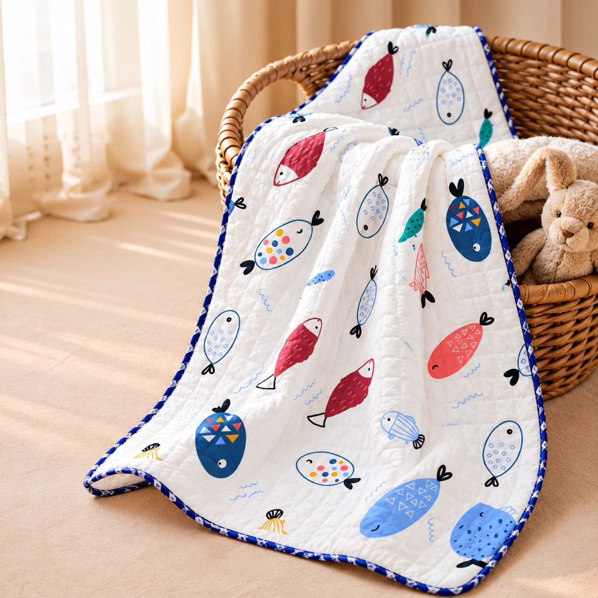 Colour fish -2 layer Blanket 85*85cm