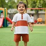 Crinkle muslin half sleeve baby clothing set in breathable organic cotton fabric
