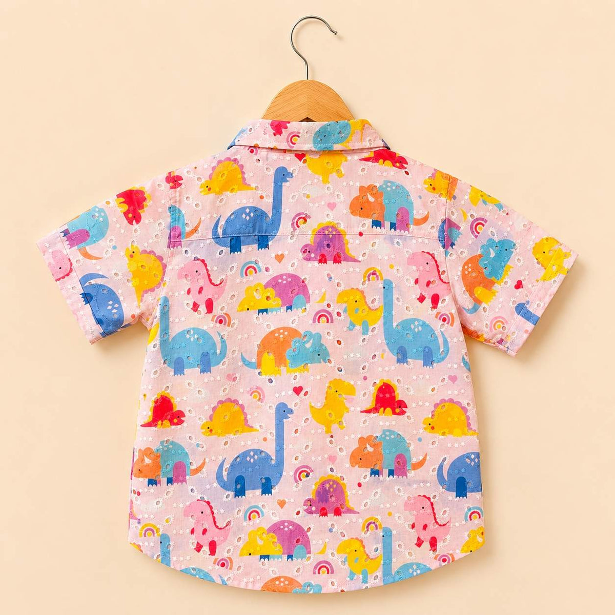 Hakoba sleeve shirt- Pink Dino