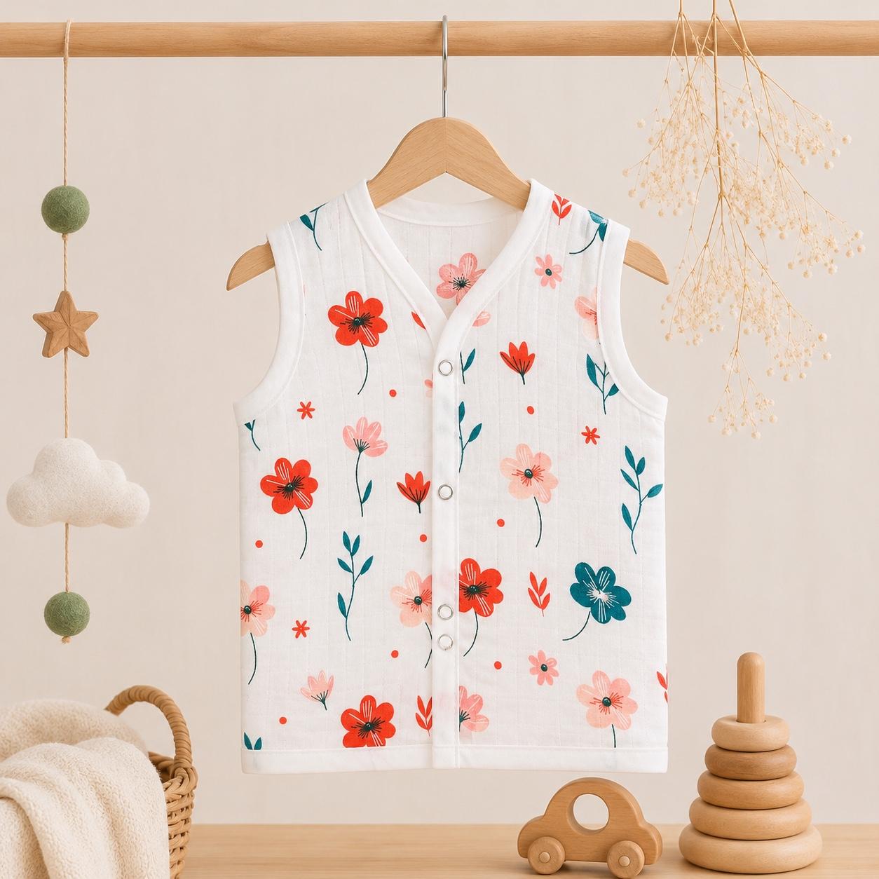 Muslin Snap Button Jabla- Flower