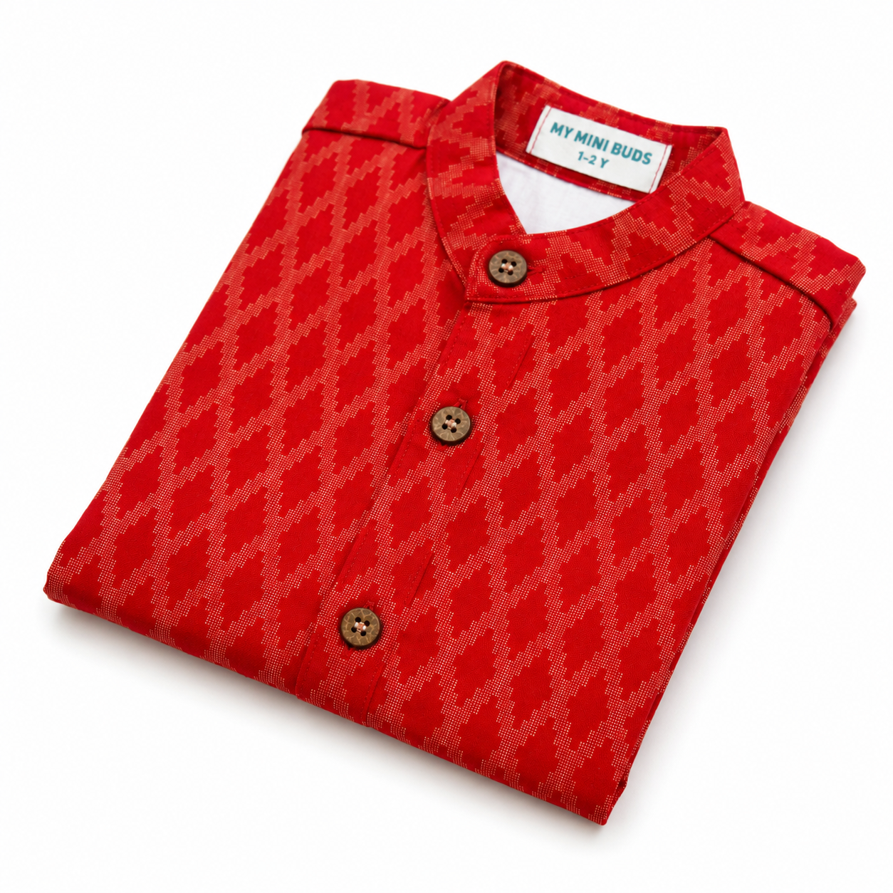 Kids Ethnic Shirt - Red Zari Maharaja Print (6-12M)