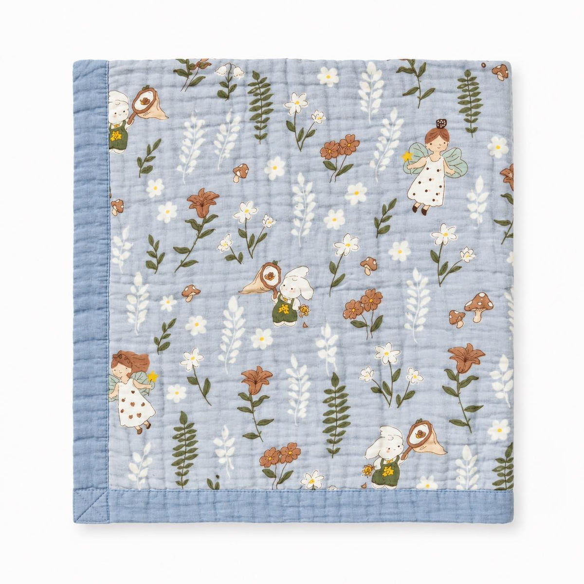 rabbit flowers - 6 Layer Crinkle Muslin Baby Blanket - 110*110cm