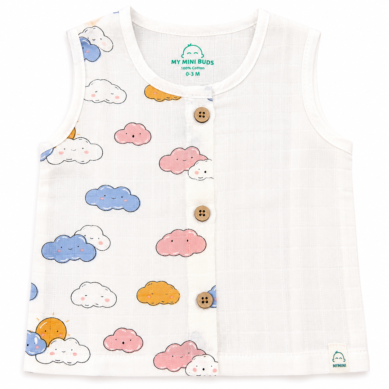 Muslin Button Jabla- Cloud Pannel