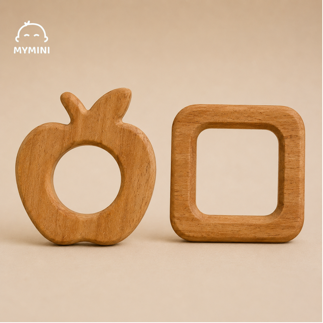 Apple & Square Shape-Neem Wood Teether