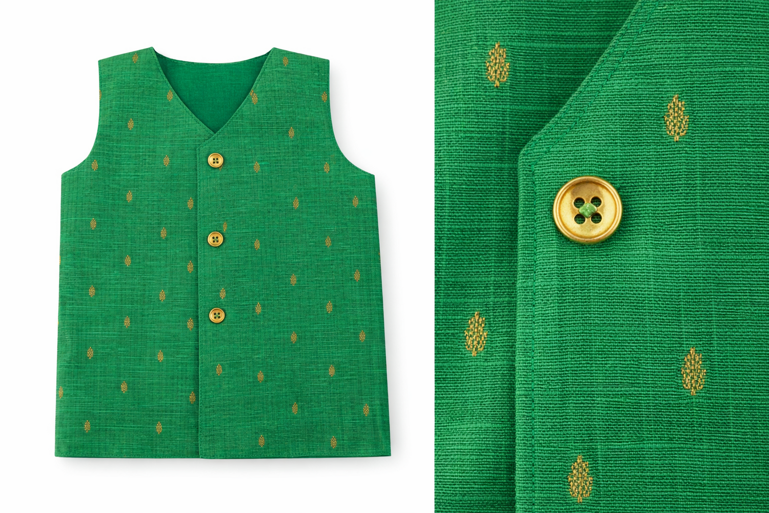 Newborn Ethnic set-Ocean Green Golden Buttas Ponn Ceremony Set