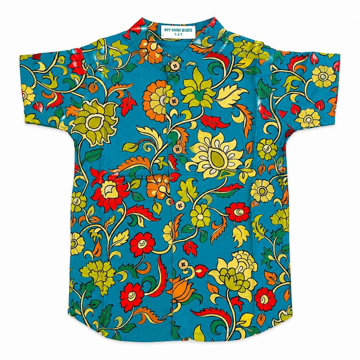 Kids Ethnic Shirt – Green Floral