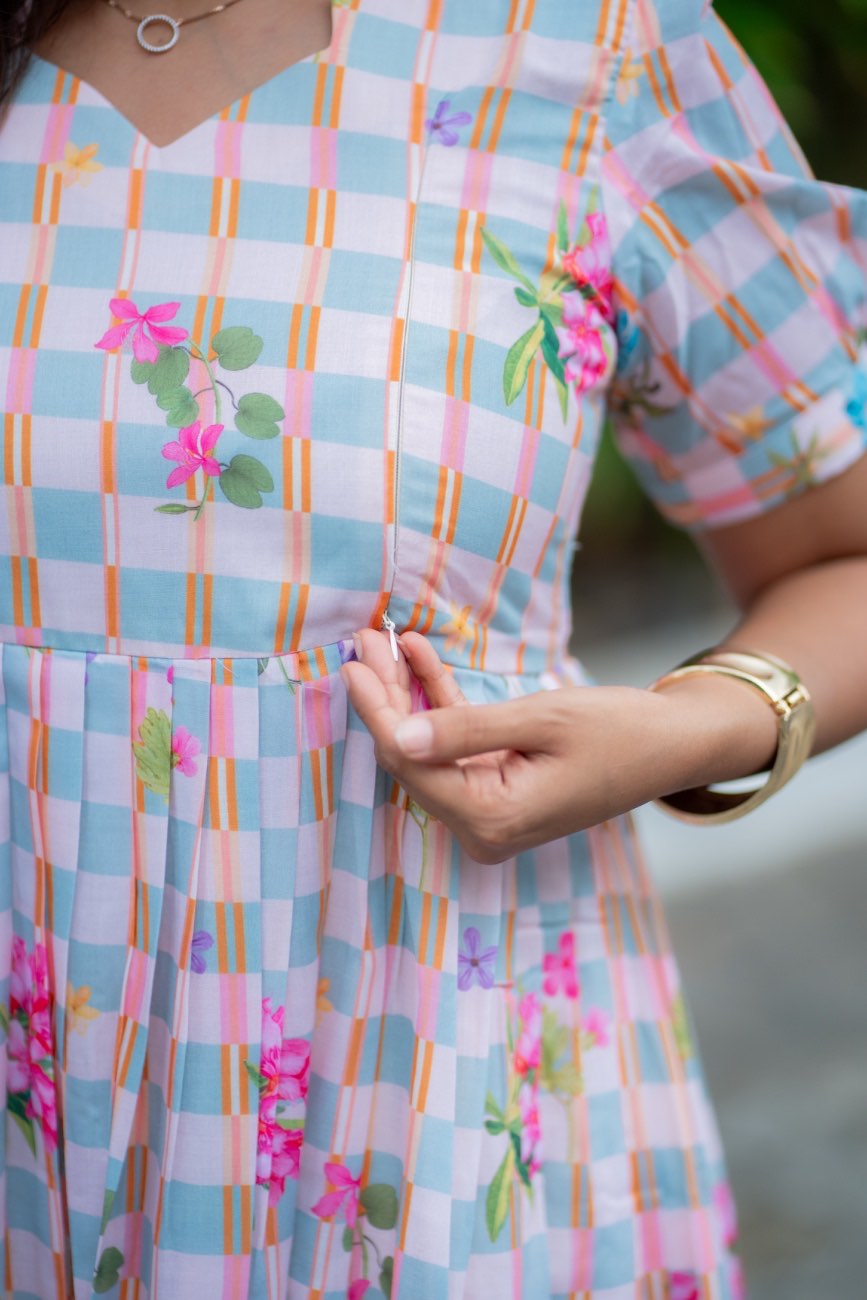 Pastel floral pregnancy maxi dress for women