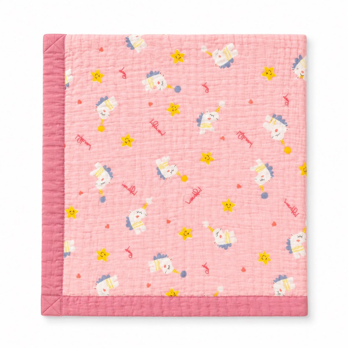 Pink unicorn- 6 Layer Crinkle Muslin Baby Blanket - 110*110cm