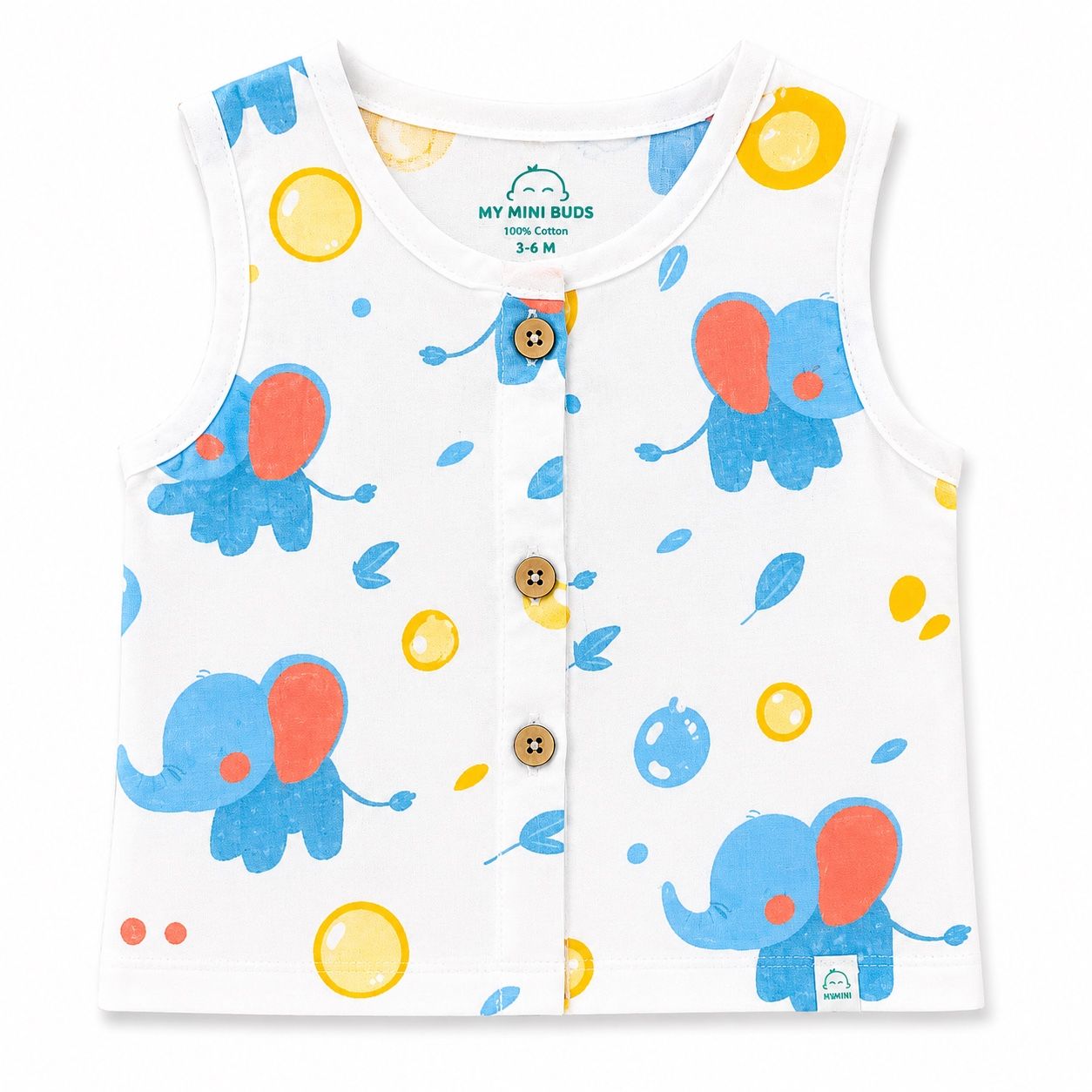 Muslin sleeveless jabla & shorts set- Little Elephant