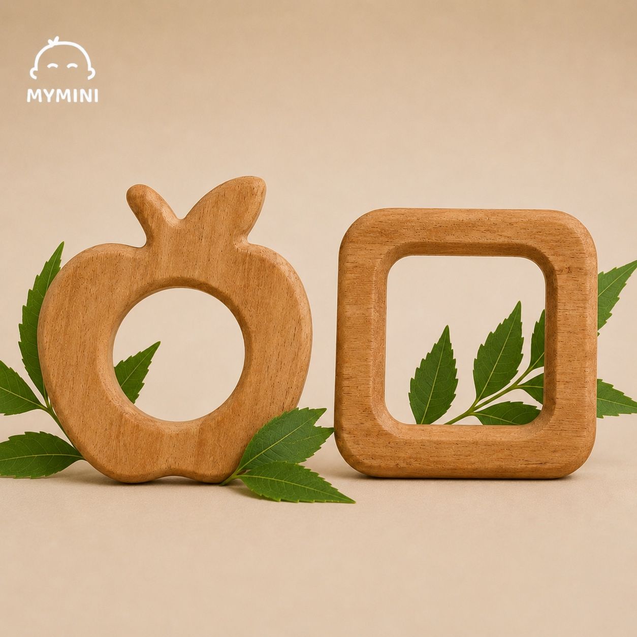 Apple & Square Shape-Neem Wood Teether