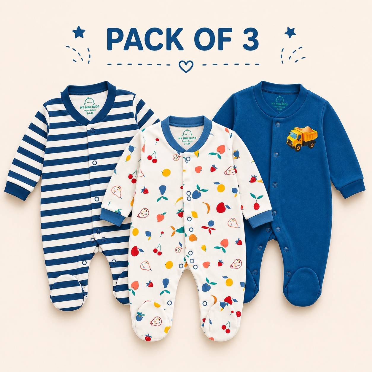 Sleep Suit- Drak Blue Combo