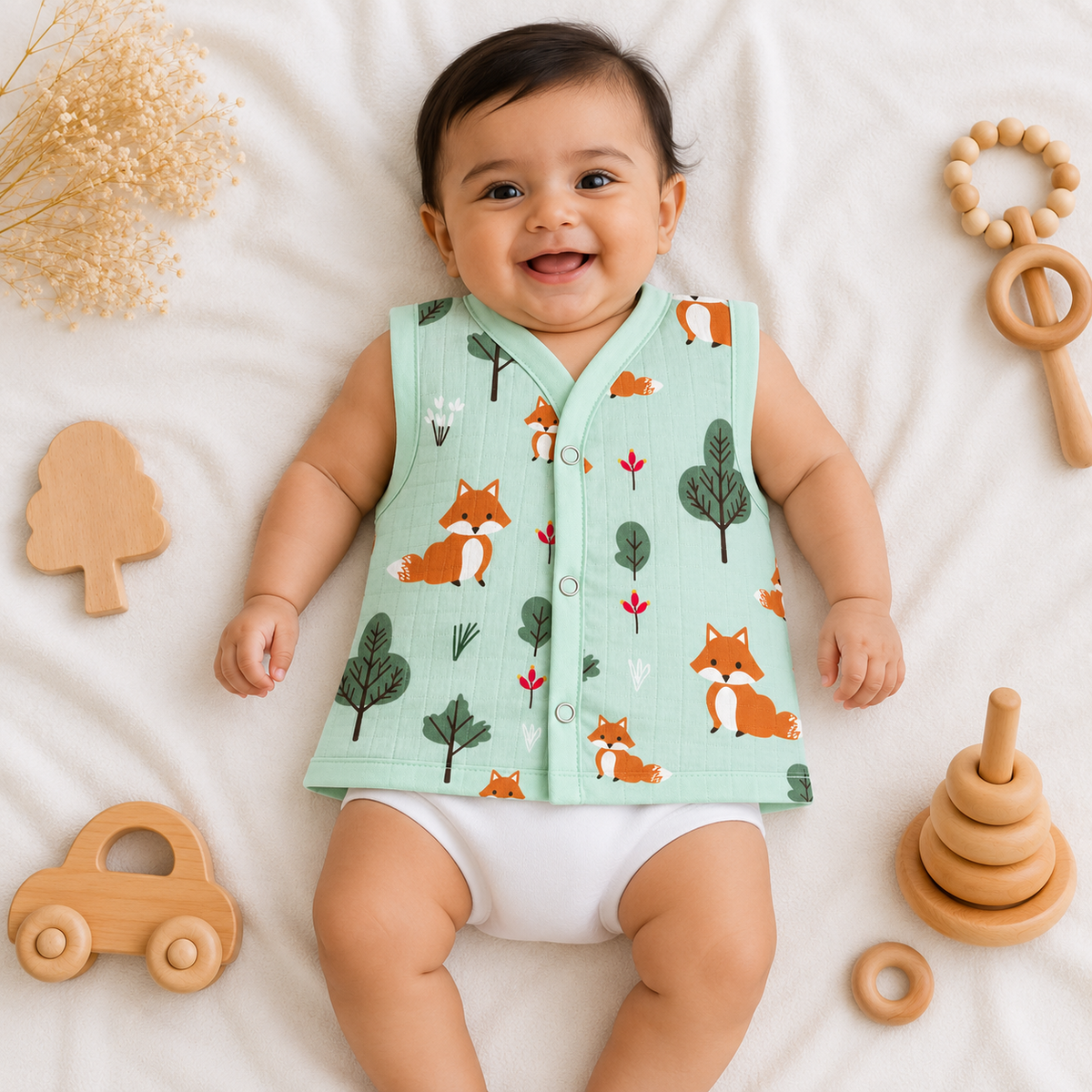 Muslin Snap Button Jabla- Fox