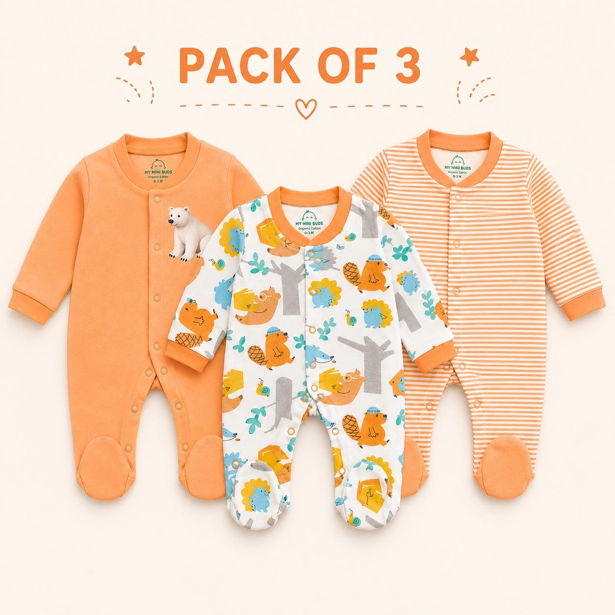 Sleep Suit- Orange Combo