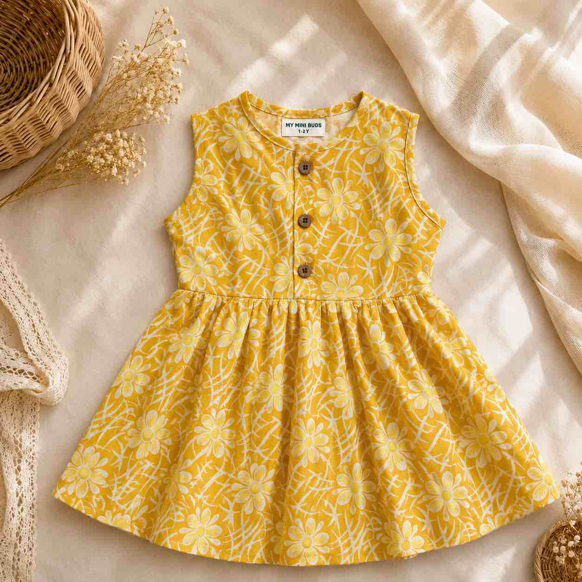 Cotton Frock- Yellow Bloom