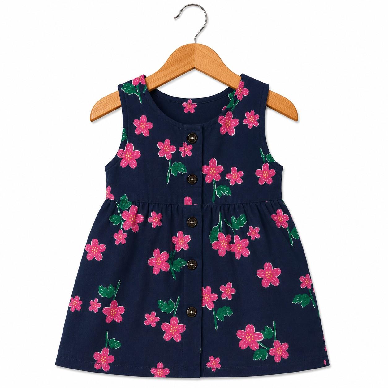 Sleeveless Frock- Navy Flower