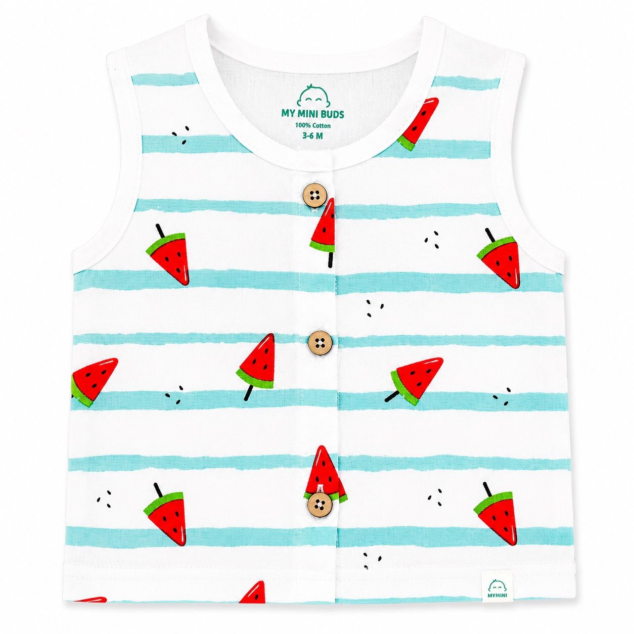 Muslin sleeveless jabla & shorts set- watermelon
