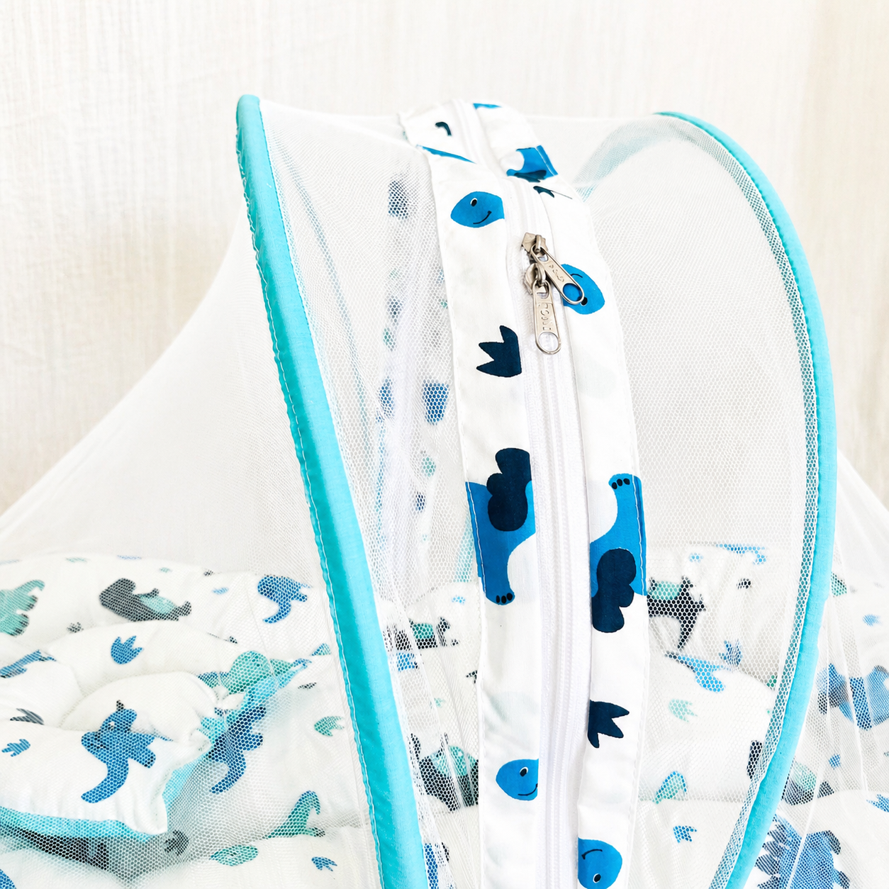 Blue Dino -New Born Bed with Net