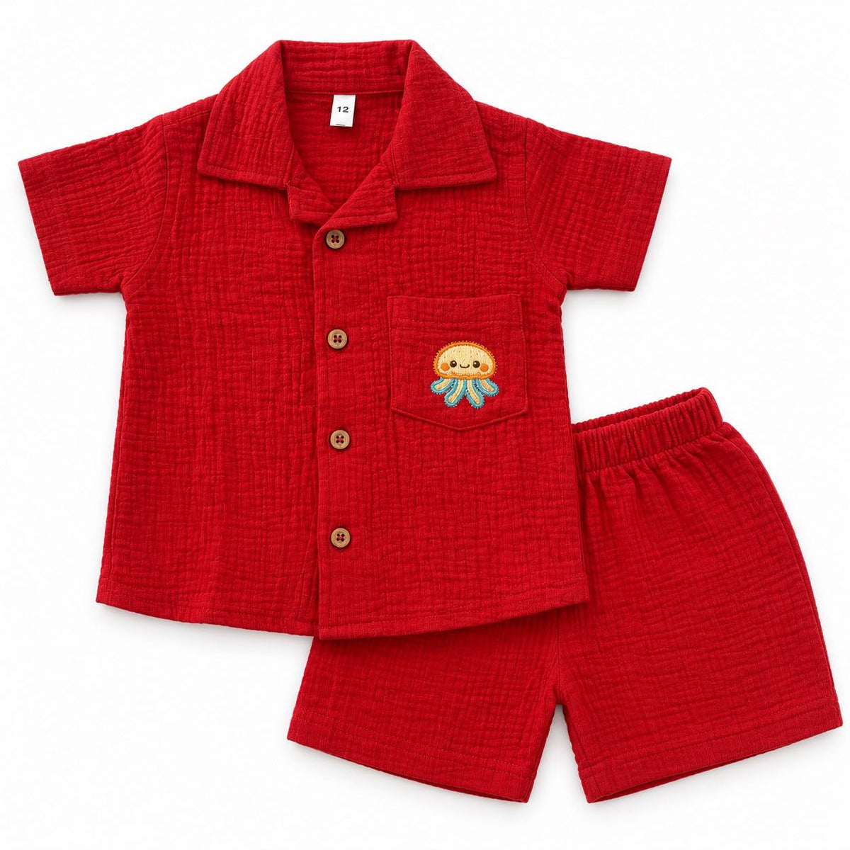 Cuban Collar- Red Co-ord Set