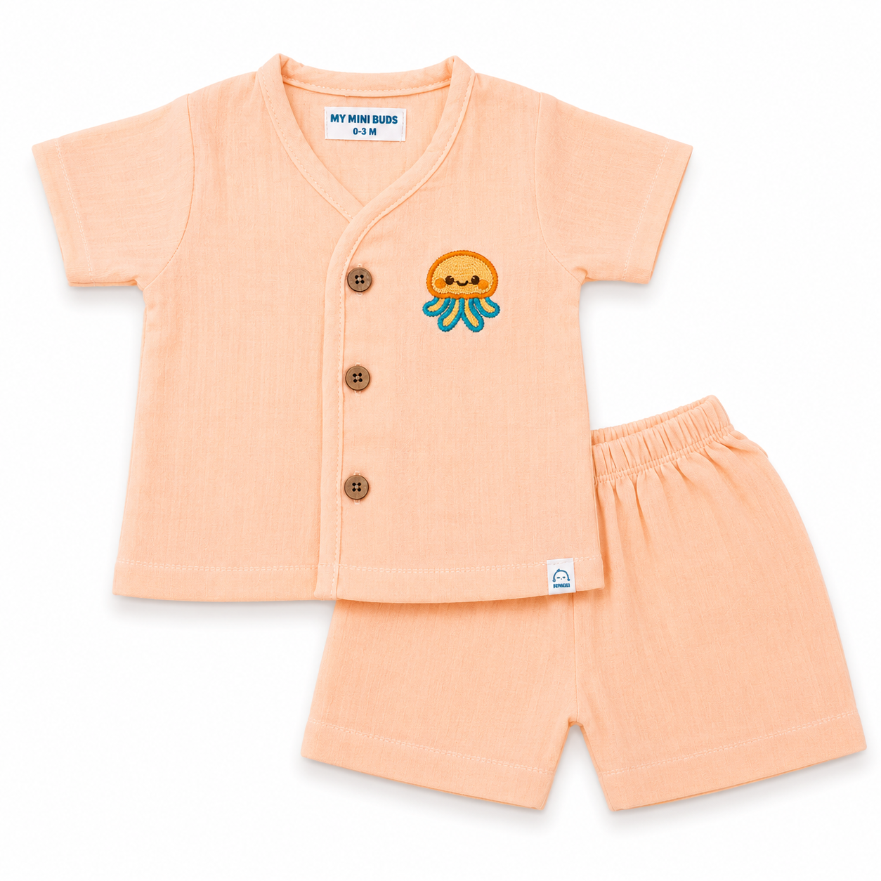 Muslin Jabla set-Crinkle- Peach jellyfish