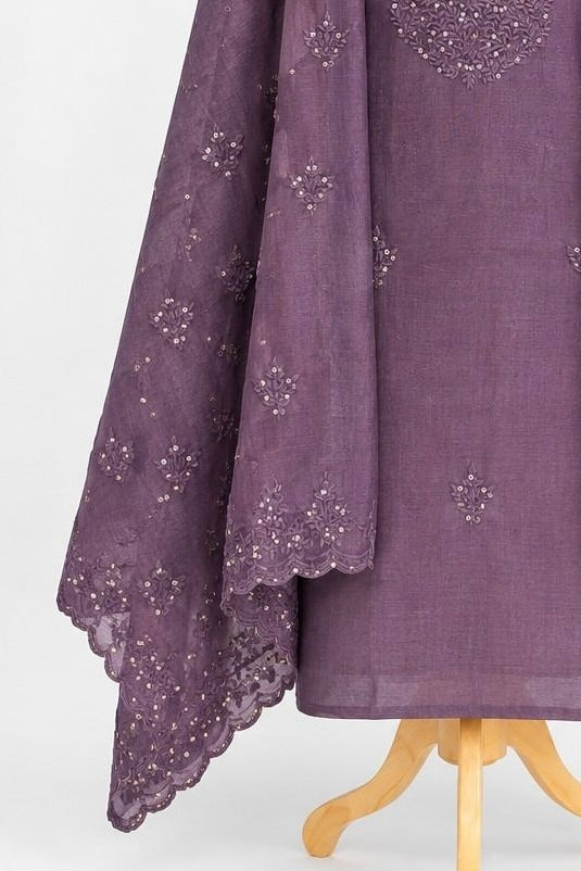 Dusty Purple Embroidered 3-Piece Kurthi Set