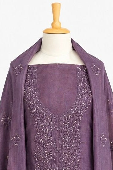 Dusty Purple Embroidered 3-Piece Kurthi Set