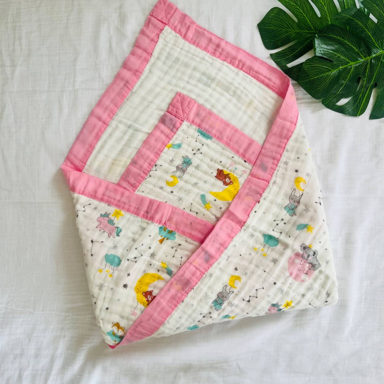 Unicorn - 6 Layer Crinkle Muslin Baby Blanket - 110*110cm