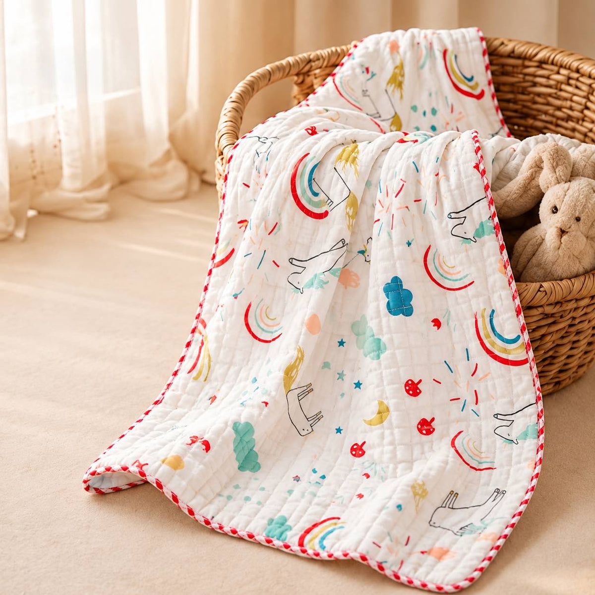 Rainbow -2 layer Blanket 85*85cm