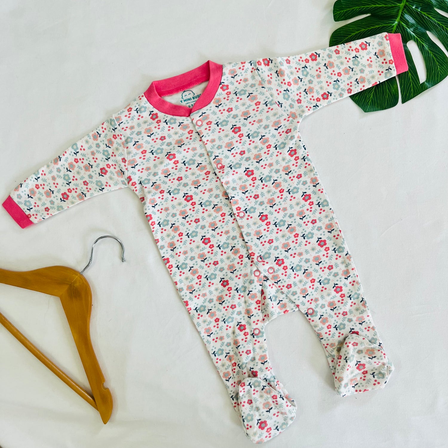 Pink floral-Sleep Suit