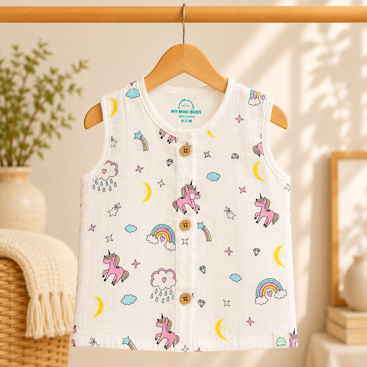 Muslin Button Jabla-Unicorn Star