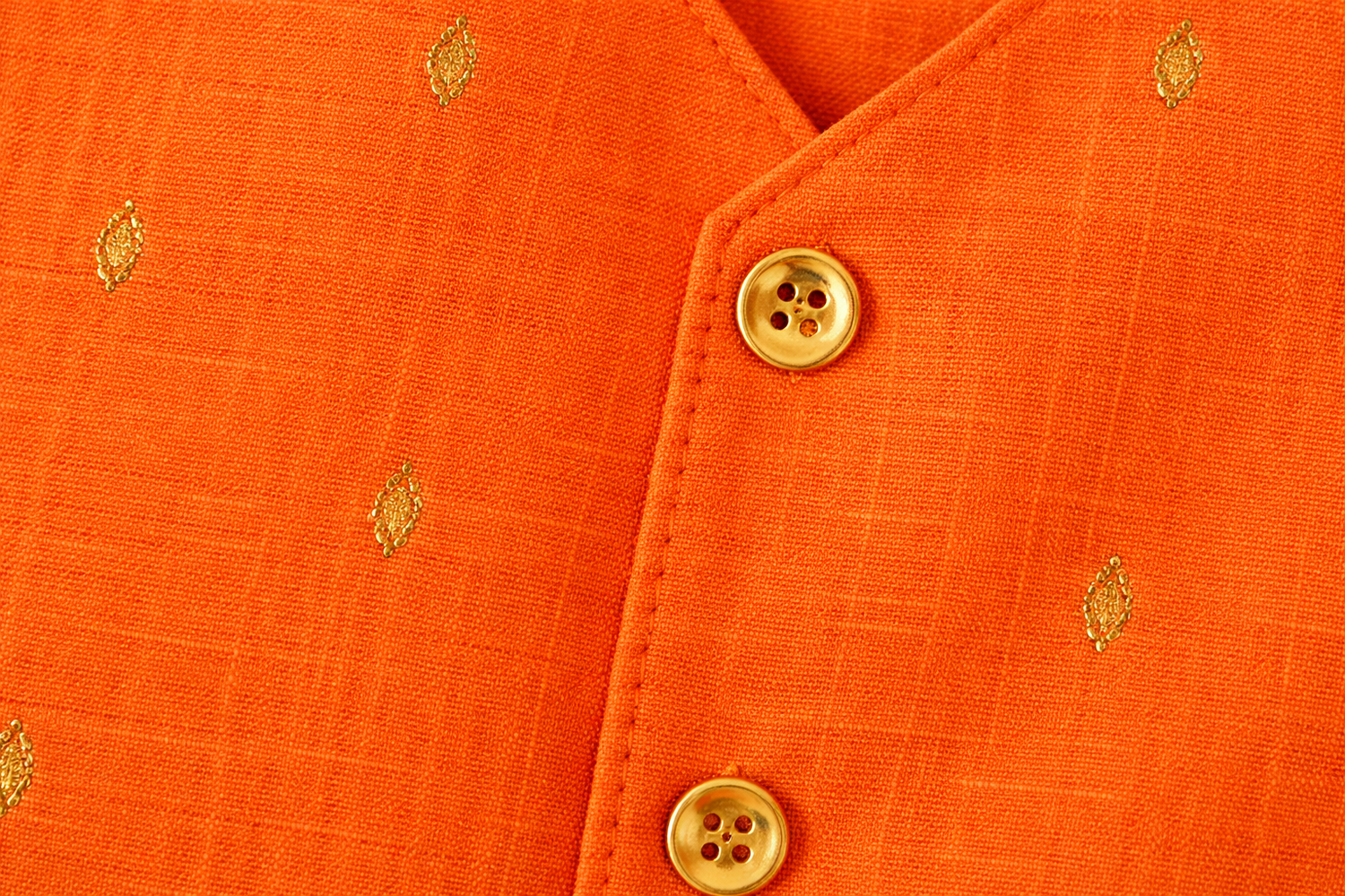 Newborn Ethnic set-Orange Golden Buttas Ponn Ceremony Set