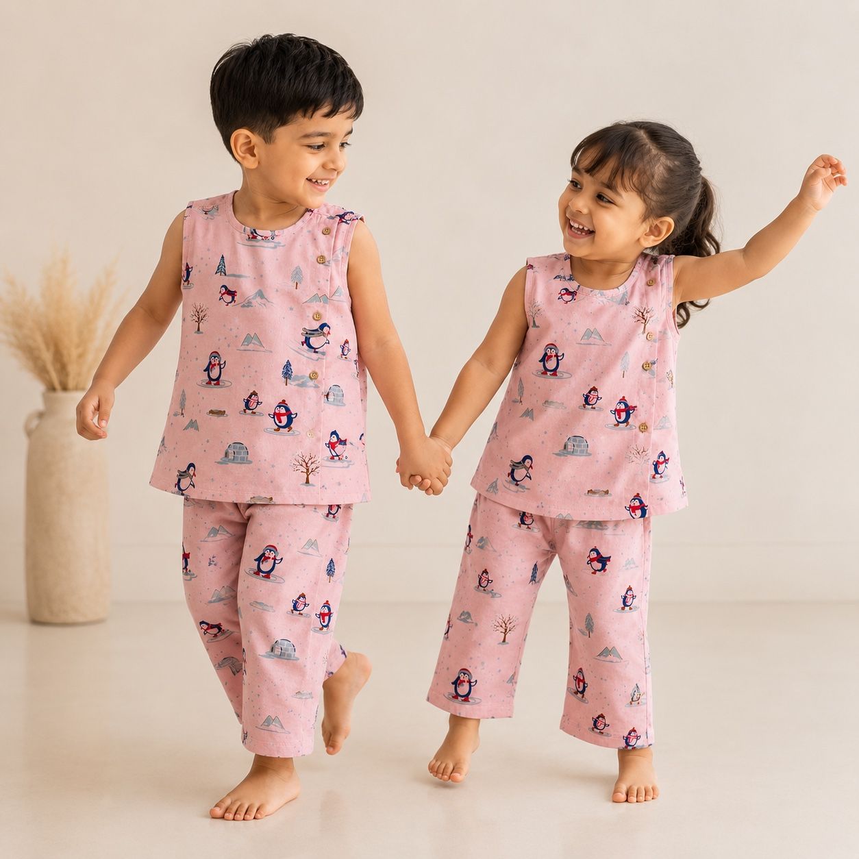 Penguins Print -Co-Ord Set-cotton