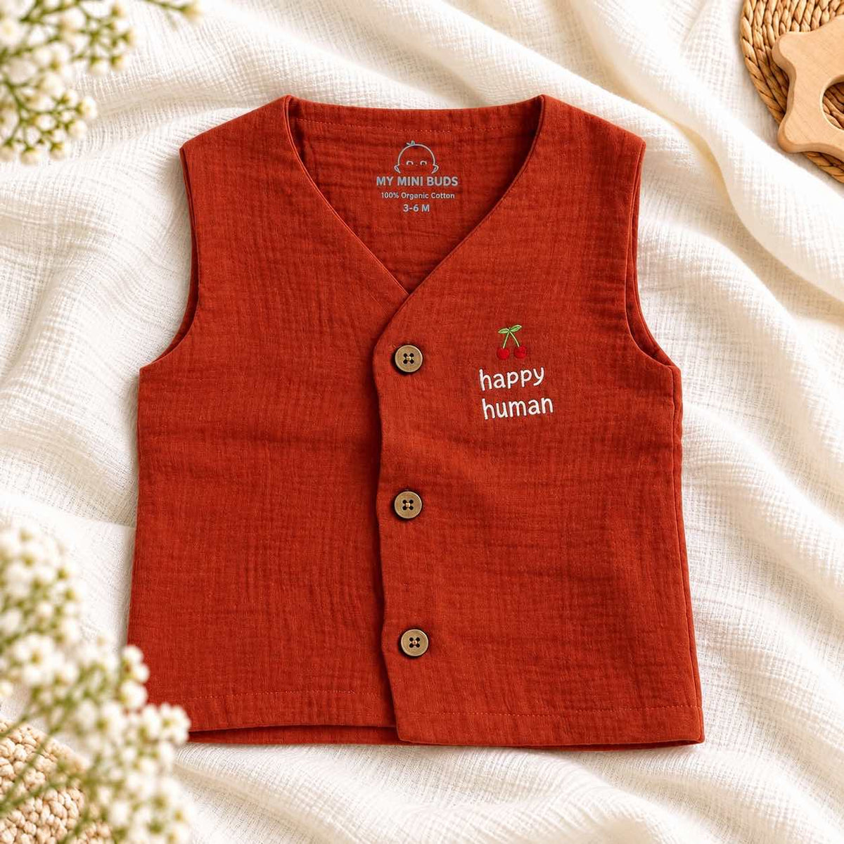 Brown Happy human vest & short sets