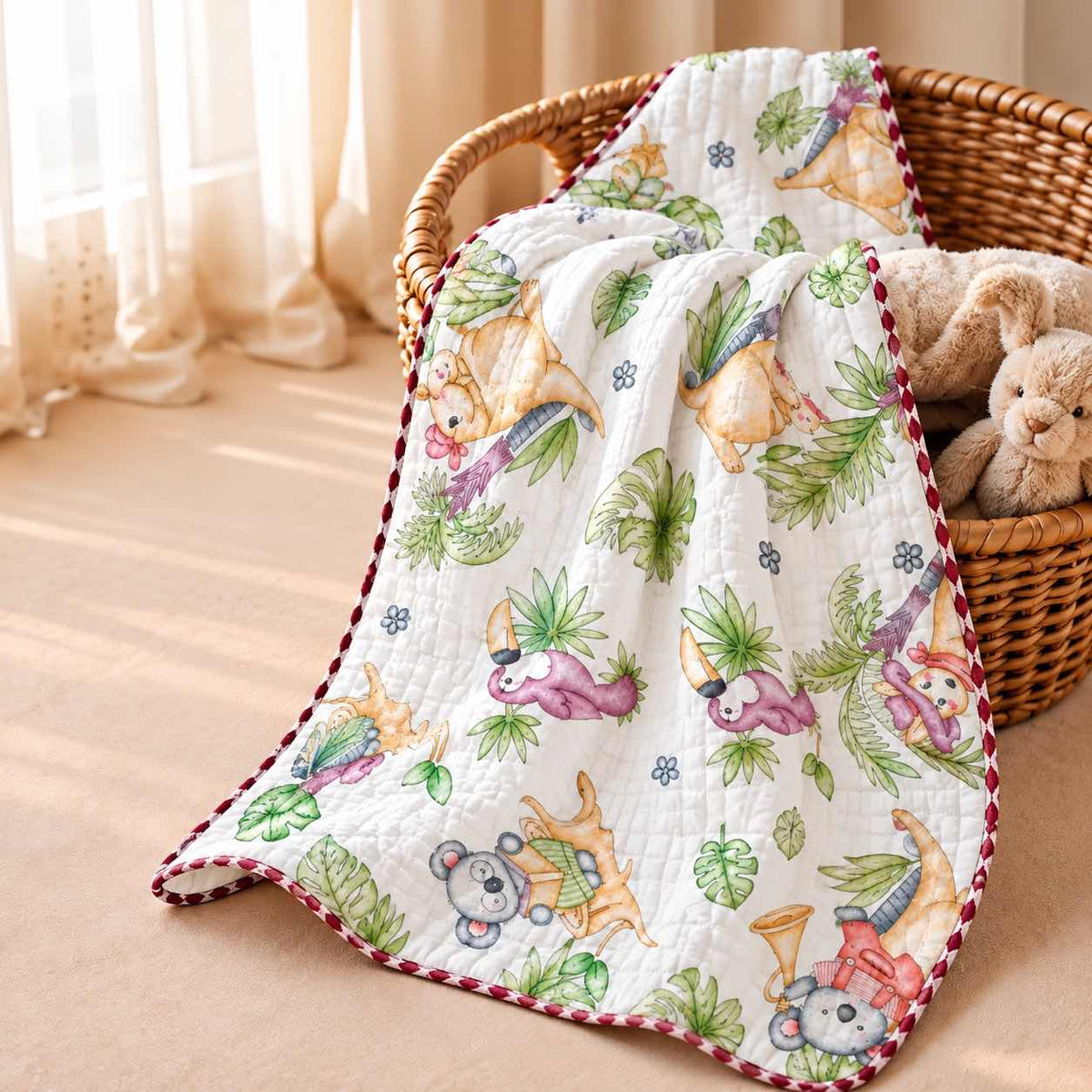 jungle print -2 layer Blanket 85*85cm