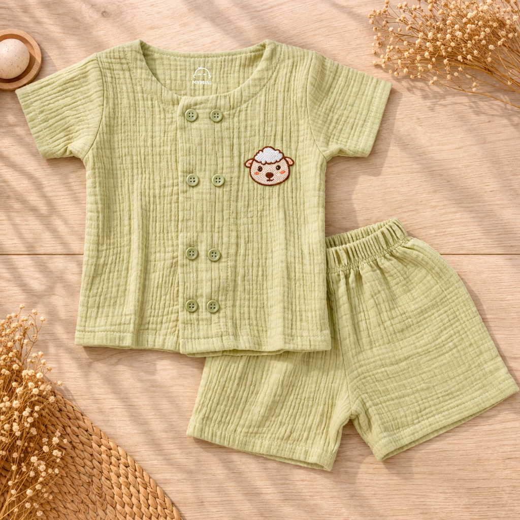 Muslin coords set-Crinkle- Sheep