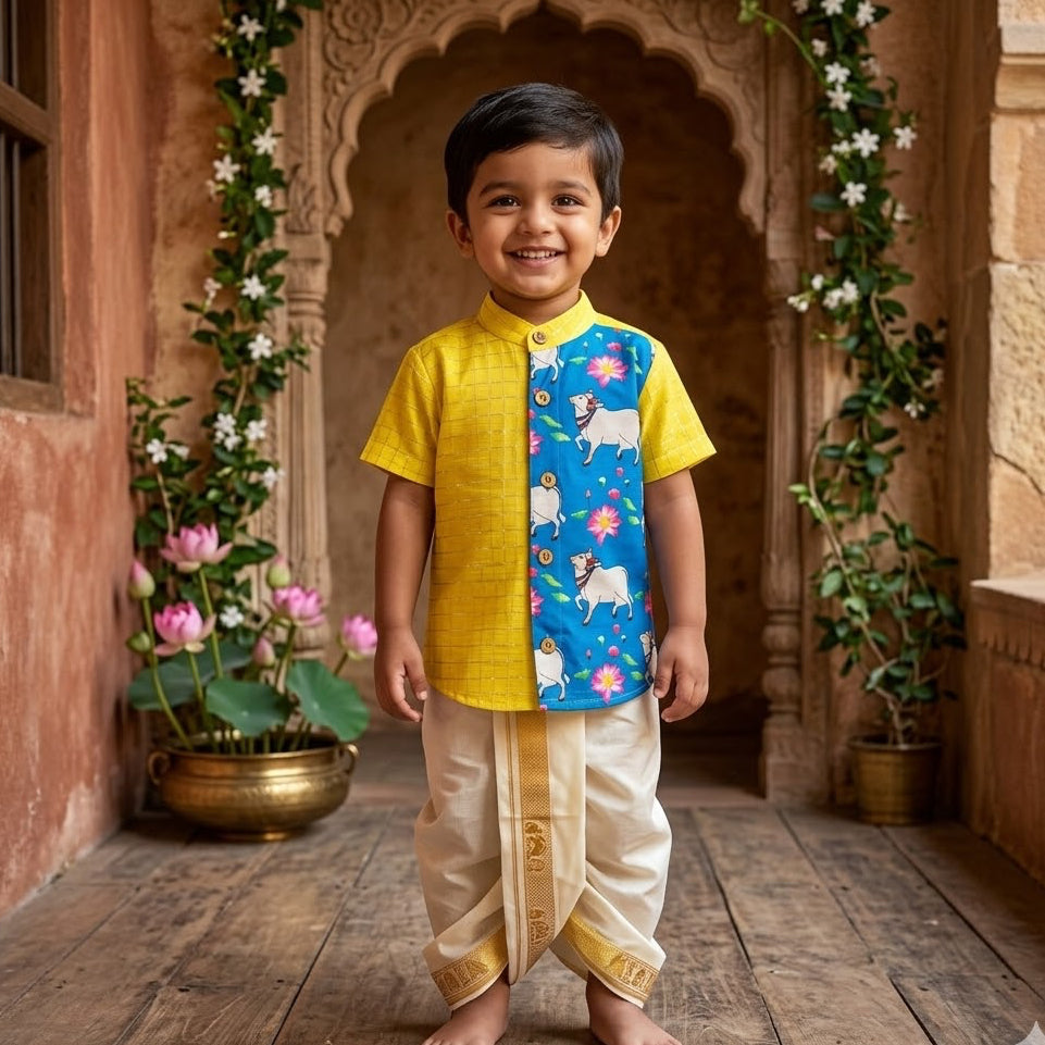 Kids Ethnic Shirt - Blooming Yellow