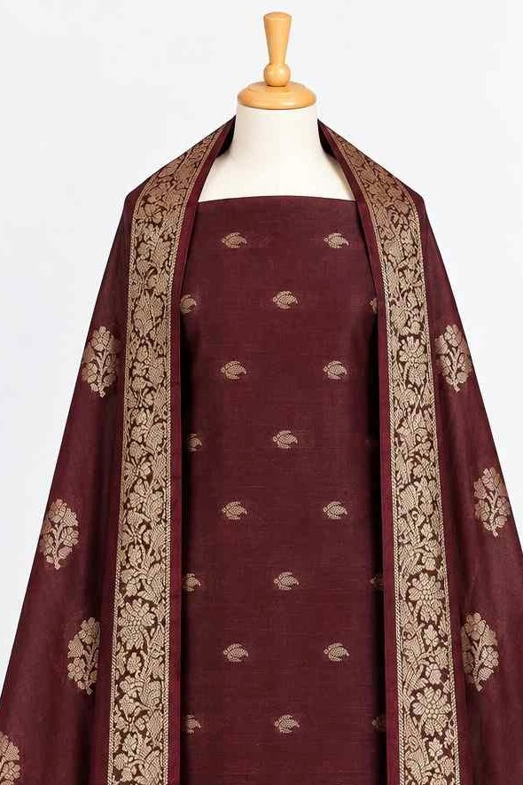 Wine Maroon 3-piece Kurthi set