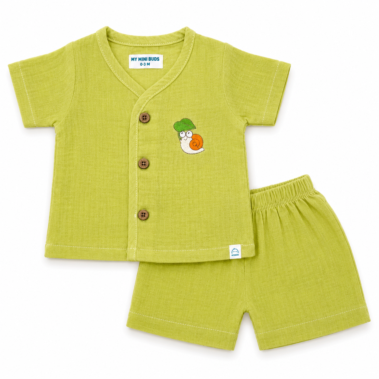 Muslin Jabla set-Crinkle- Green snail