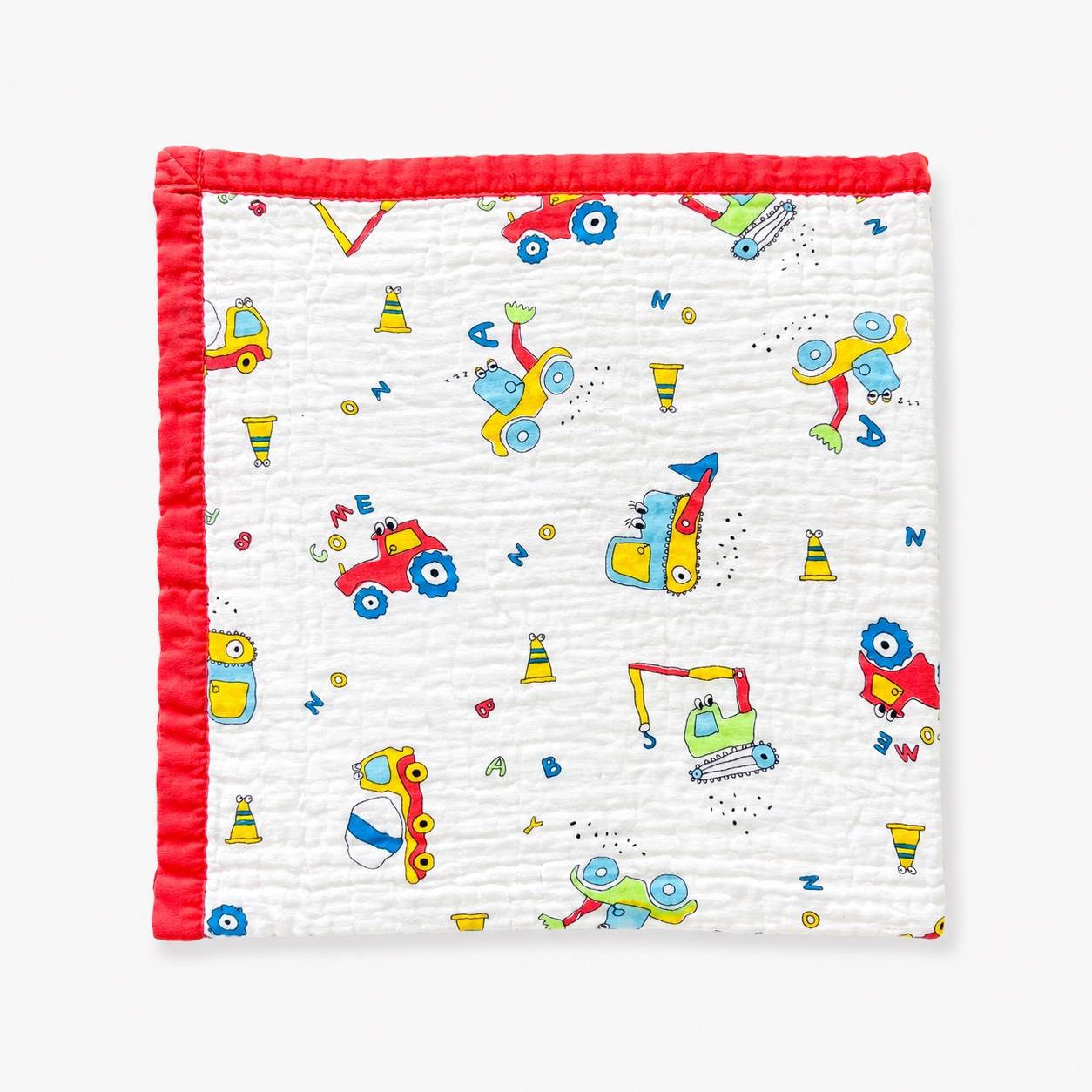 Construction Vehicle - 6 Layer Crinkle Muslin Baby Blanket - 110*110cm