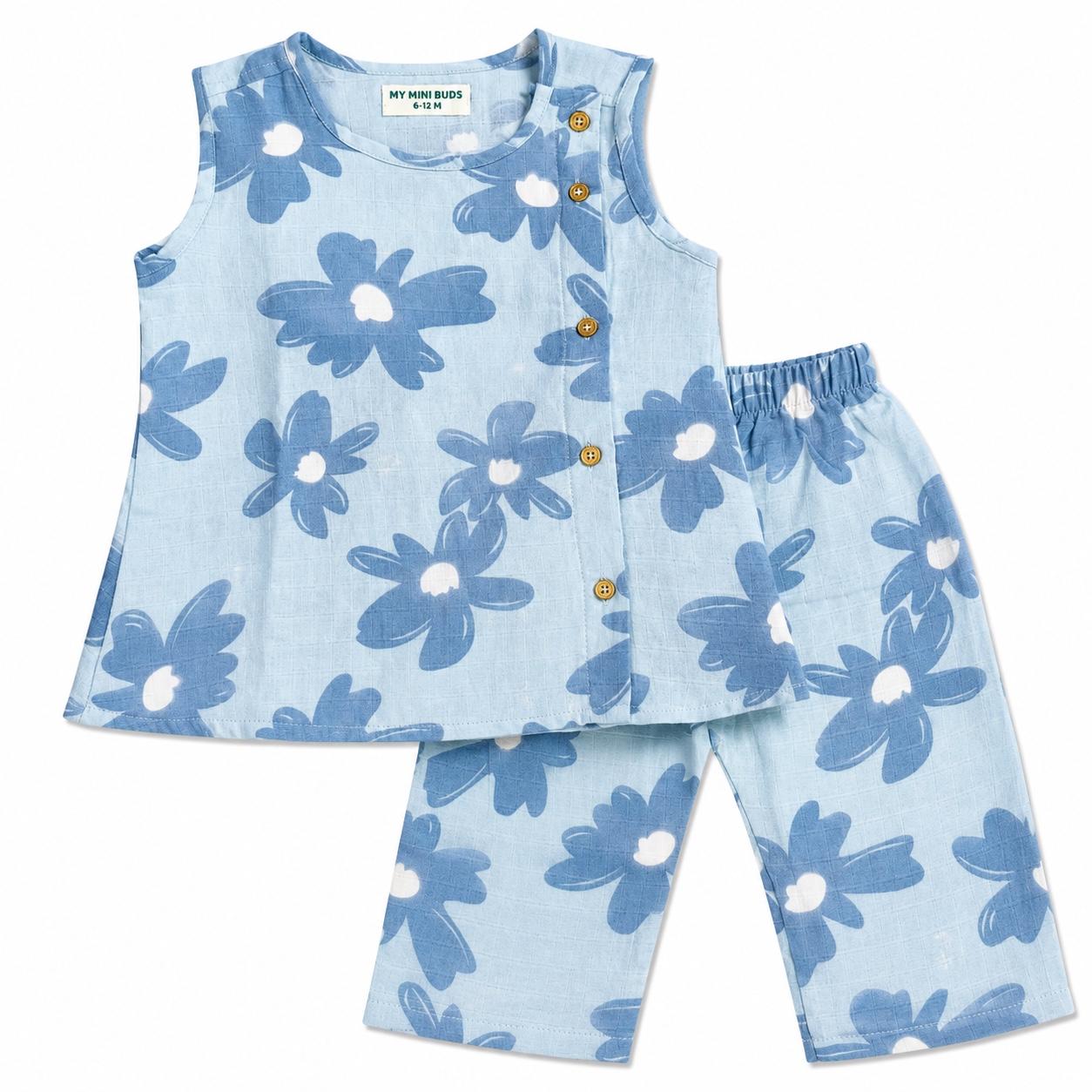 Blue Floral -Co-Ord Set-muslin