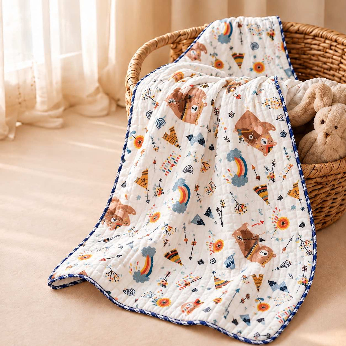Woodland bear -2 layer Blanket 85*85cm