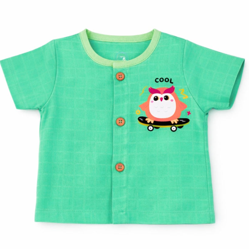 Muslin half sleeve jabla-green-Owl