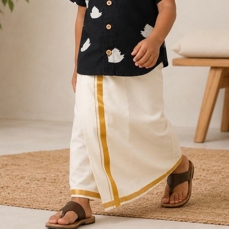 A Dhoti - velcro Ethnic Wear- Cream Colour
