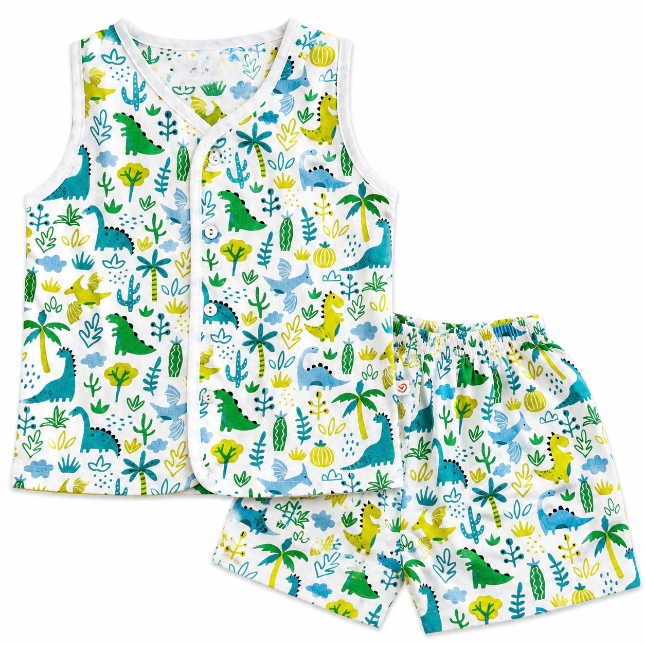 Sleeveless set-Muslin- dino