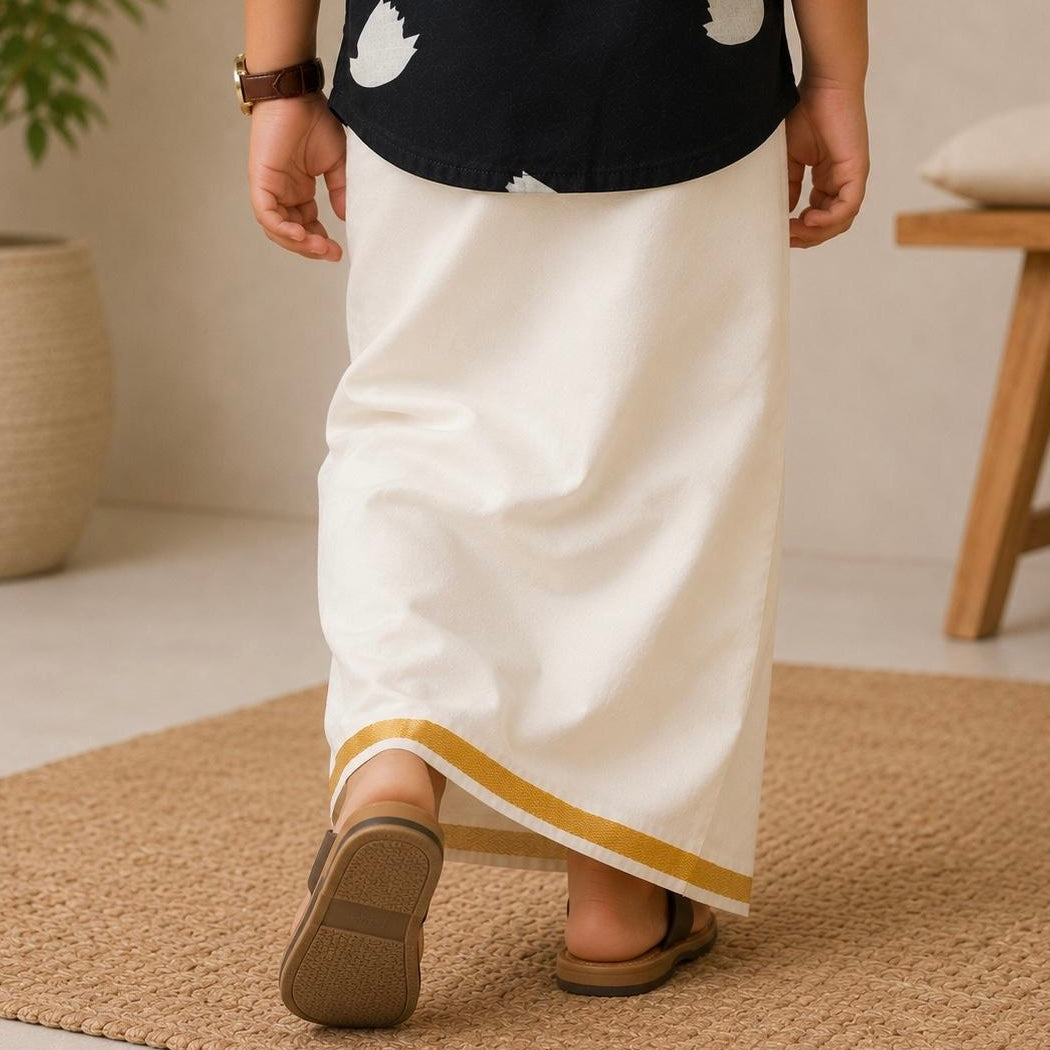 A Dhoti - velcro Ethnic Wear- Cream Colour